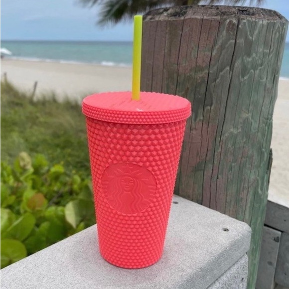 Starbucks Dragon Fruit Studded Tumbler Bling Coral Cup 2pc SET Venti & Grande - Picture 9 of 9